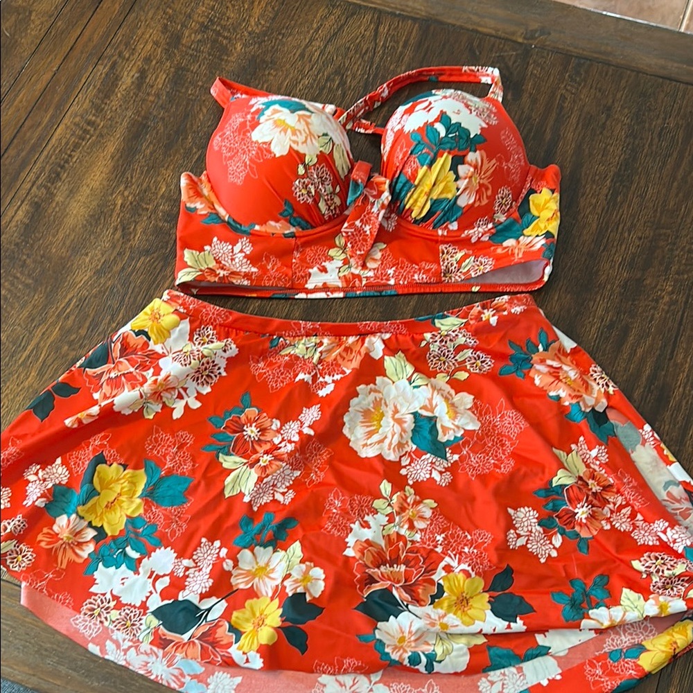 Torrid Red Floral PushUp Bikini Set